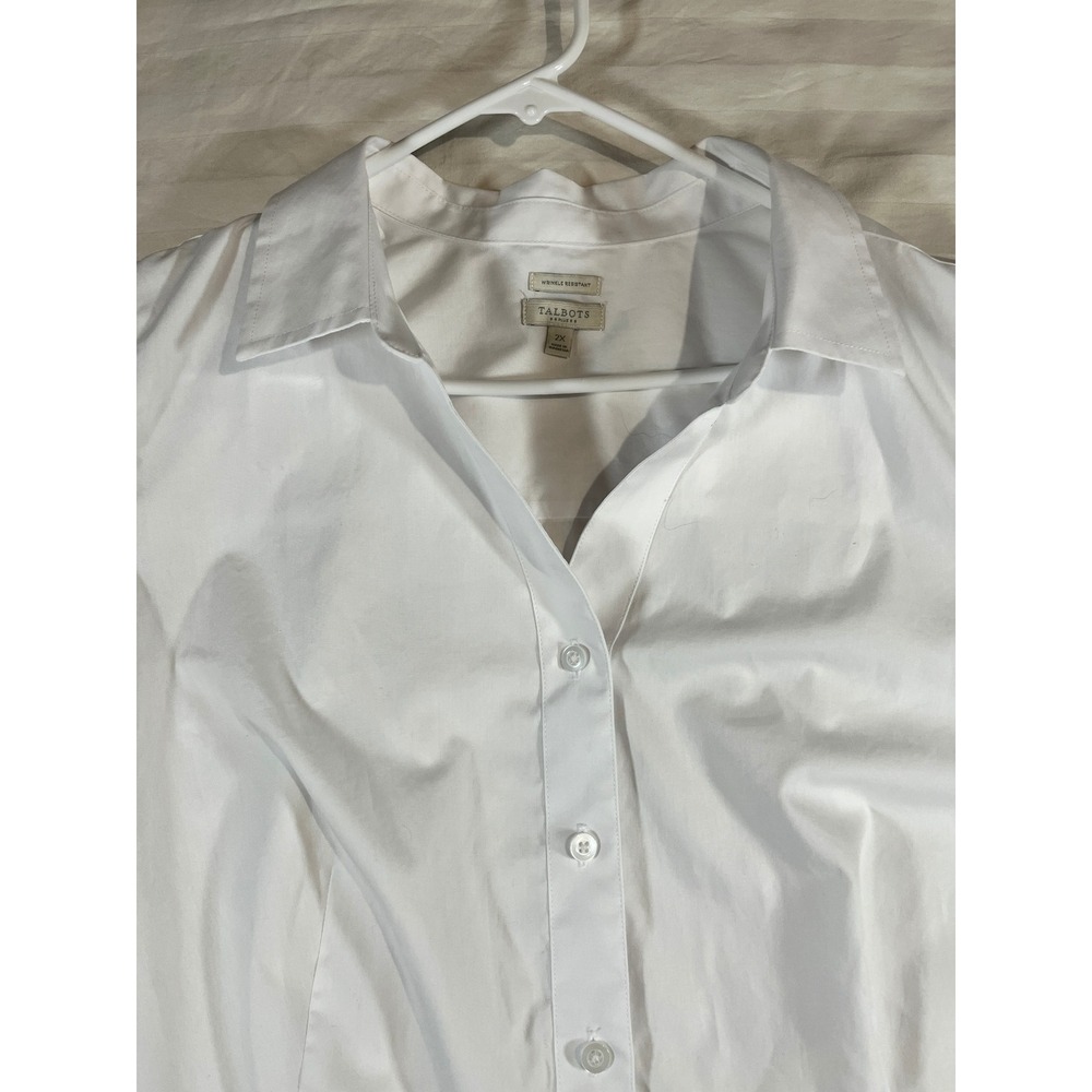 Talbots Plus White Sleeveless Wrinkle Resistant Button Down Shirt 2X ID5134 - Picture 3 of 15